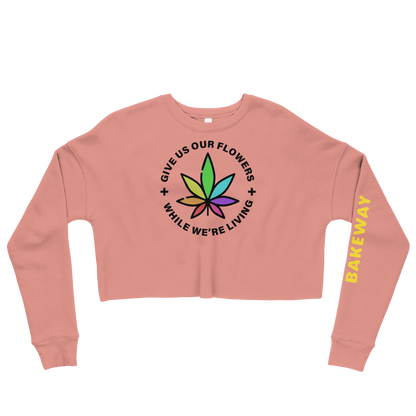 GIVE US OUR FLOWERS - CROP SWEATSHIRT - MUAVE